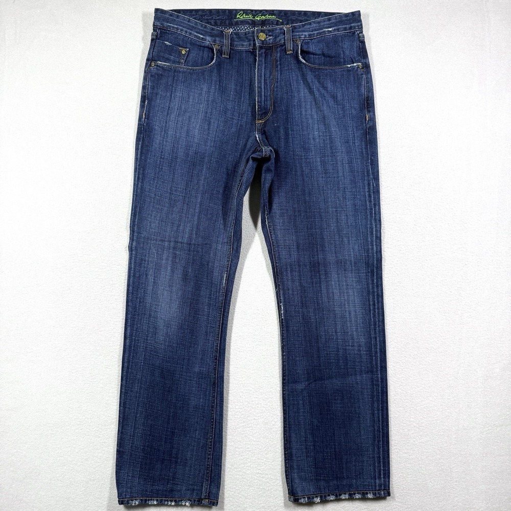 Robert Graham Jeans Mens 34 Classic Yates Straight Leg Dark Wash Contrast Stitch
